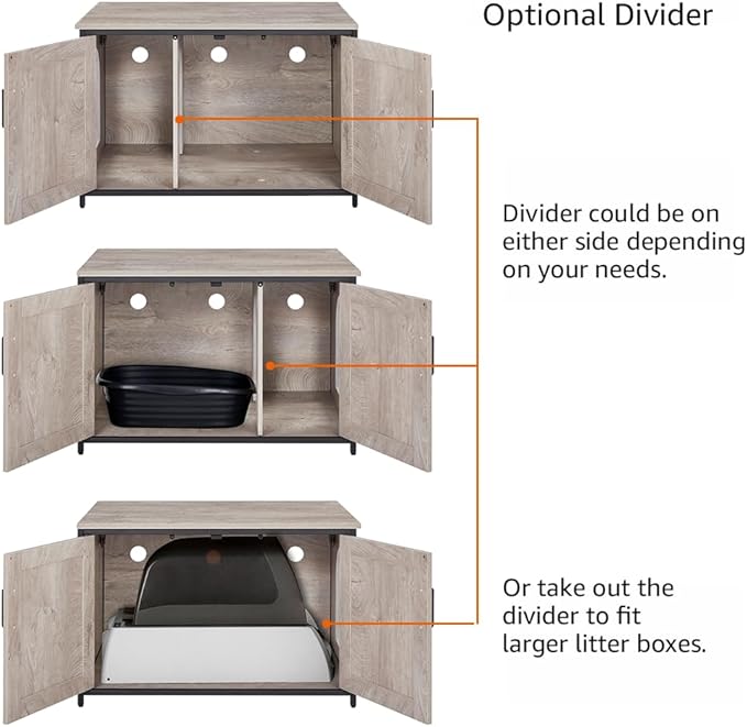 unipaws Top Opening Cat Litter Box Enclosure, Flip Top XL Extra Large Cat Box Furniture, Friendly to Elderly People, High Jumbo Automatic Litter Box Cover Hidden for Large Cat