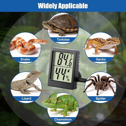 Reptile Thermometer Hygrometer LCD Digital Terrarium Thermometer and Humidity Gauge 2-in-1 Temperature and Humidity Monitor for Reptile Snake Tank Accessories Pet Rearing Box Bearded Dragon