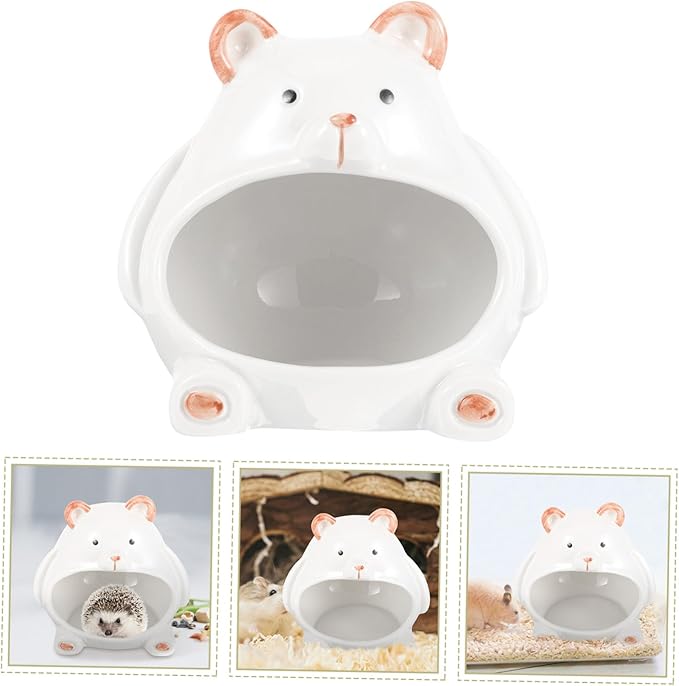 Cooling Ceramic Hamster House Cute Cartoon Hideout Small Pet Nest for Guinea Pig and Dwarf Hamsters Summer Cooling Shelter for Rest and Activity