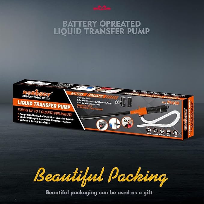 HORUSDY Battery Portable Battery Operated Gas & Water Pump, Powered Fuel Transfer Pump, 2.2GPM Gasoline & Liquid Siphon Pump, Automatic Gas Pump for Gas Can & Tank, Handheld Liquid Transfer Pump