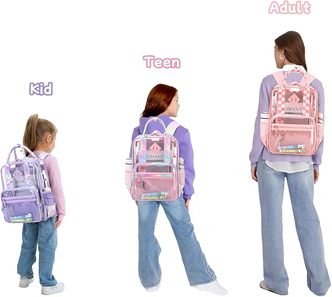 MOONBABY Small Clear Backpack for School Transparent Bookbag for Kids Heavy Duty PVC See Through Backpack Stadium Approved