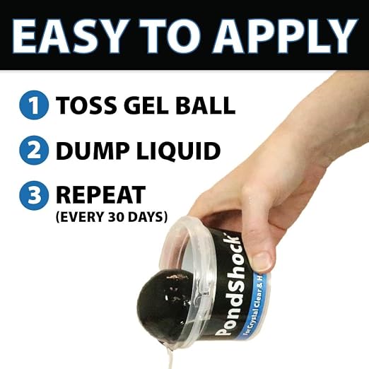 CrystalClear PondShock Ball Freshwater Clarifier, Enzymes Shock Treatment | Natural Live Bacteria Muck & Sludge Remover for Small Outdoor Water Garden Ponds. Koi Fish & Aquatic Plants Safe