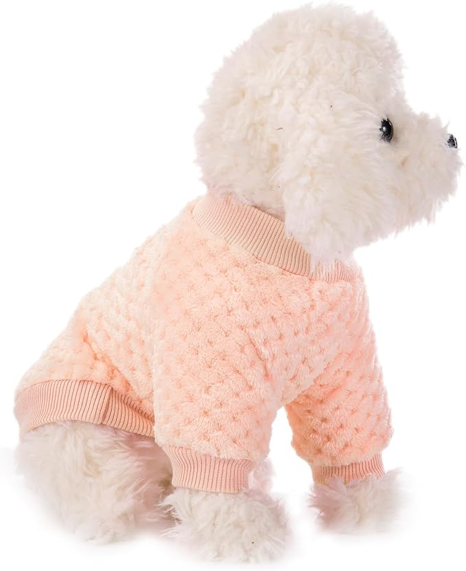 POMIU Dog Sweater, Dog Sweaters for Small Medium Dogs or Cat, Warm Soft Flannel Pet Clothes for Dogs Girl or Boy, Dog Shirt Coat Jacket (Peach+Purple+Rose, XX-Large)