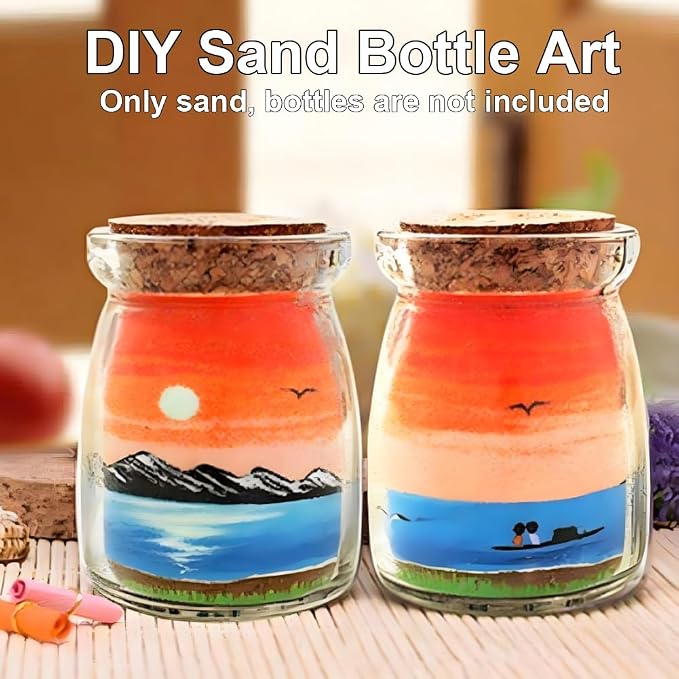 0.85LB Art Sand Assortment Vase Fillers Sand Art for Bottles, Decorating Adhesive Sand Art Pictures,Sand Arts Crafts Kit,DIY Painting,Scenic Black Sand Party Decoration
