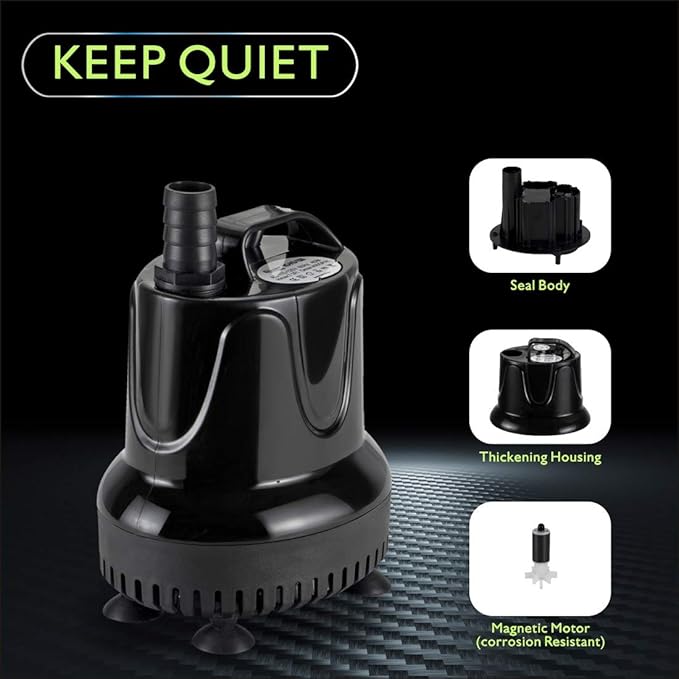 hygger 1060 GPH Quick Water Change Aquarium Pump Submersible Fountain Water Pump Fish Tank Pond Drain Transfer Pump with 3 Adaptors