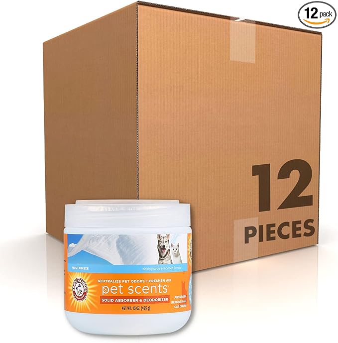 Arm & Hammer for Pets Pet Scents Solid Gel Deodorizer in Fresh Breeze Scent | Room Deodorizer Solution for Homes with Pets, Odor Removing Gel, 15 Ounces - 12 Pack