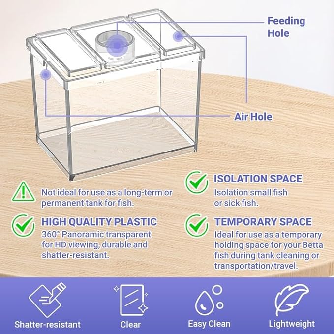 MoonOrange Mini Betta Fish Tank, Small Fish Bowl for Temporary Space, 0.2 Gallon Stackable Cube Tank with Artificial Plants and Gravels for Small Fish, Insect, Shrimp, Crab, Spider. (Pack-1)