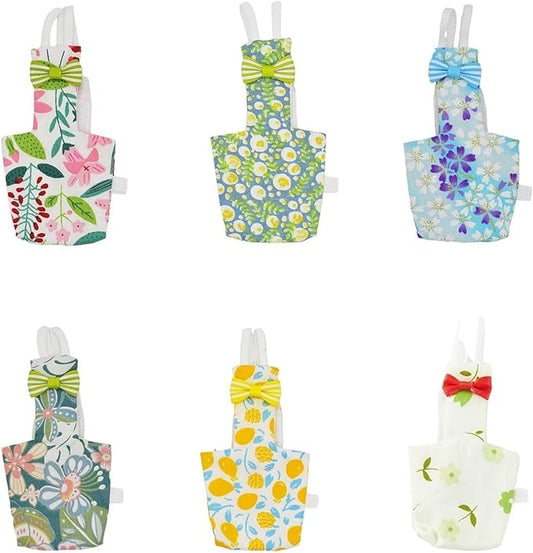 6-Piece Bird Diaper Set for Parrots, Reusable Protective Flight Suits with Waterproof Inner Layer, Washable Urine Wet Suit for Cockatiel, Parakeet, Budgie, and Small Birds(S)