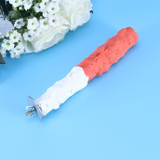 GALPADA High Calcium Cuttlebone Bird Perch for Parrots Natural Fruit Flavor 8-inch Standing Pole for PET Birds Essential Parrot Supplies and Accessories