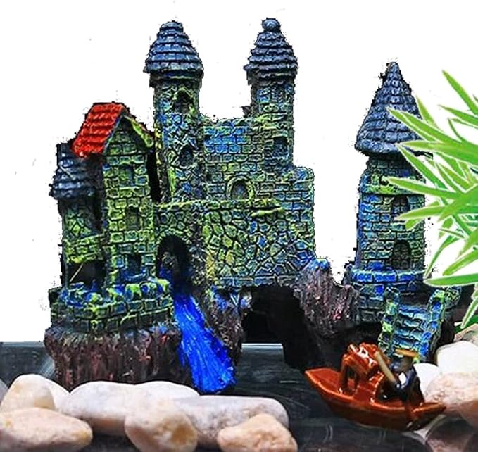 Fish Tank Decorations, Castle Aquarium Decorations, Fish Tank Castle, Vintage Castle Cave Hideouts Large for Aquarium Decorations, Fish Tank Accessories for Betta Fish
