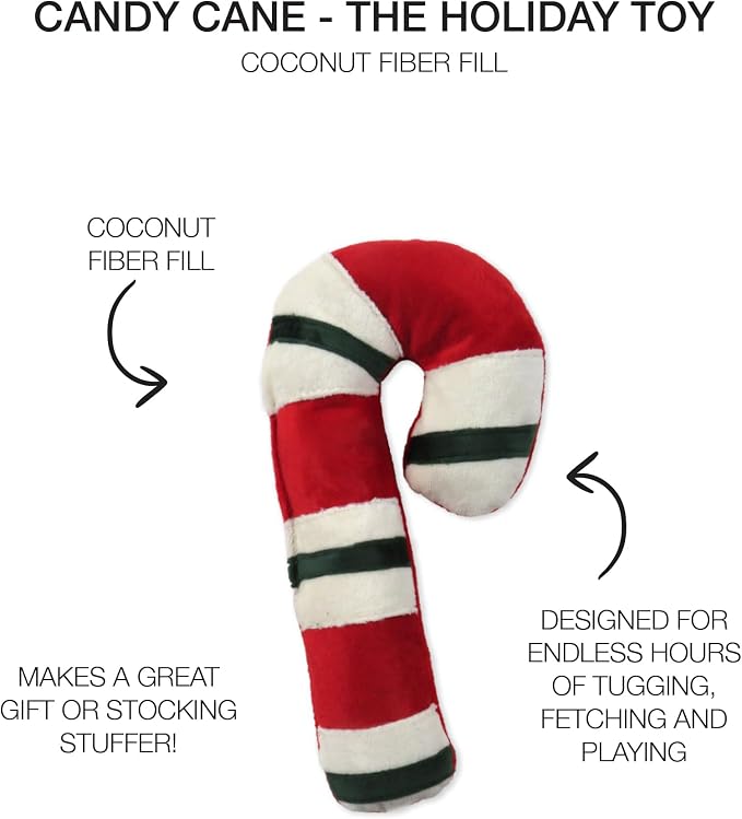 Pet Passion Multipack Stuffed Dog Toys Durable Cotton Canvas with Coconut Fill for All Pet Breeds, Candy Cane, One Size