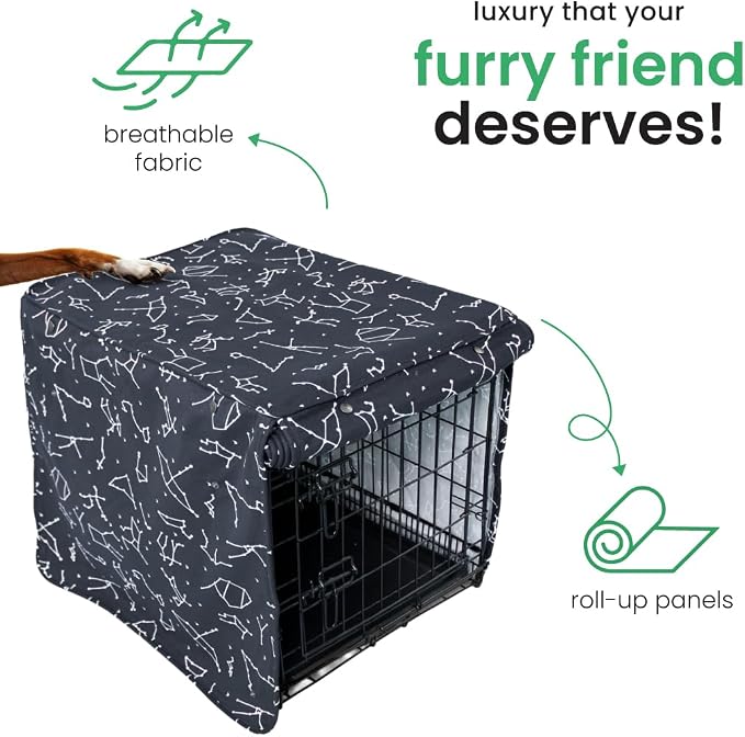 Molly Mutt Rocketman Dog Crate Cover, 100% Cotton Canvas Cover with 2 Roll-Up Panels, Ideal for Dog or Cat Crate, Durable, Washable, and Free of Harmful Chemicals, 30" x 21" x 24"