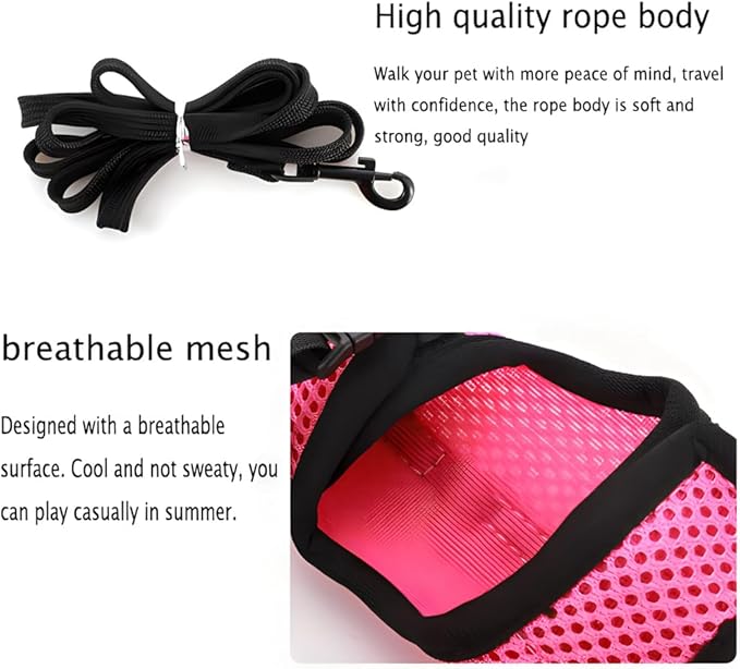 Ferret Harness and Leash Set,Small Rabbit Harness Leash Bunny Walking Training for Rat Guinea Pig Hamster Squirrel Ferret Small Animal Pets Harness,Red M