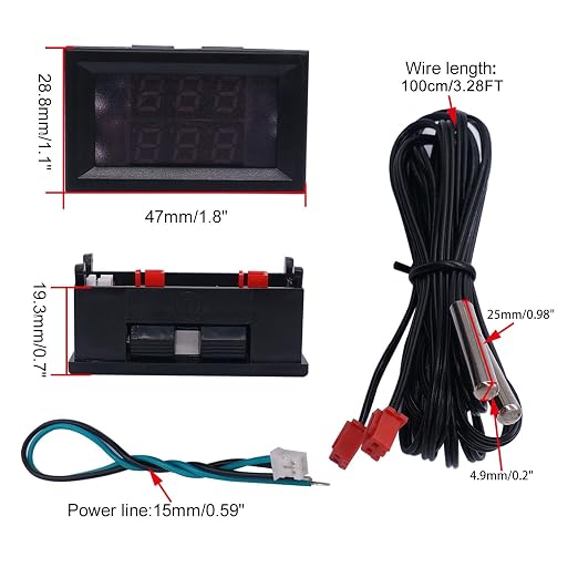 weideer Digital Thermometer Dual LED Display Fahrenheit to Centigrade Adjustable DC 4-28V -67~+248℉/-55～+120℃ High Accuracy Temperature Gauge Sensor with 2 Waterproof NTC Probes K-017
