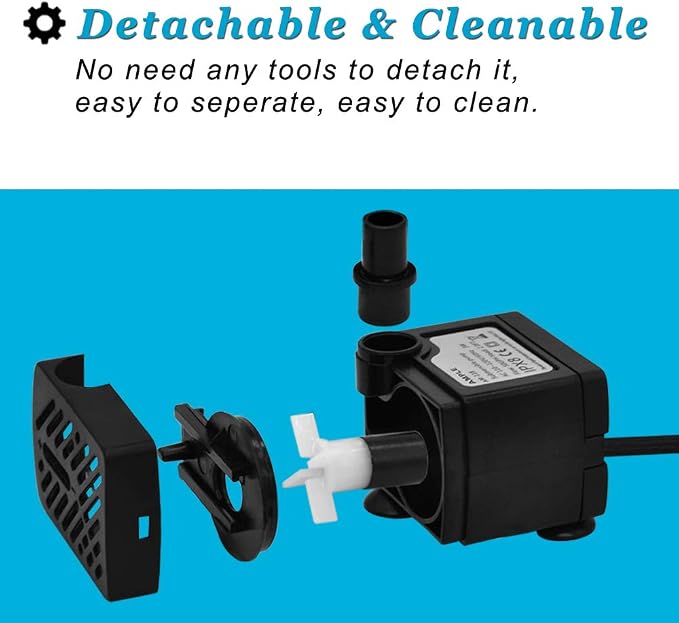 3W 50GPH Mini Submersible Water Pump, Small Fountain Pump for Pond, Aquariums, Fish Tank, Tabletop Fountain, Pet Fountain, Indoor or Outdoor Fountain (AC Powered)