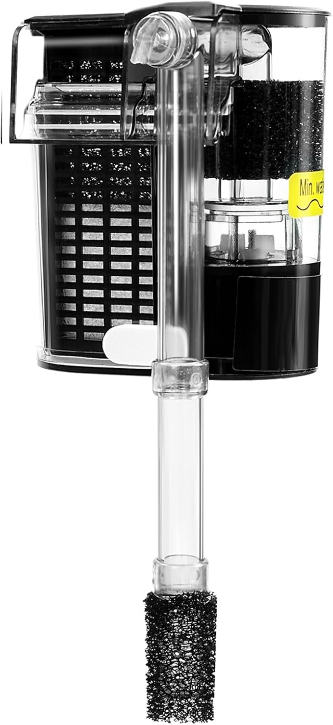 AQUANEAT Aquarium Hang on HOB Power Filter 5 Gallon Rimless Small Fish Tank Filter 90GPH (up to 5Gal)