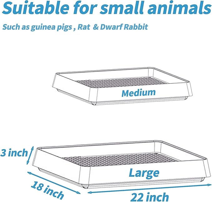 PODOO Rabbit Litter Box – Training Potty Tray for Guinea Pig & Small Pets · Spacious Grid Pan with Low Entrance, Easy-Clean & Odor-Resistant—Helps Keep a Clean Cage and Reduce Mess