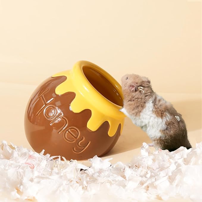 Ceramic Hamster Hideout,Honey Dwarf Hamster House,Guinea Pig Habitat Decor, Hideaway House for Gerbil, Cool Bed for All Season