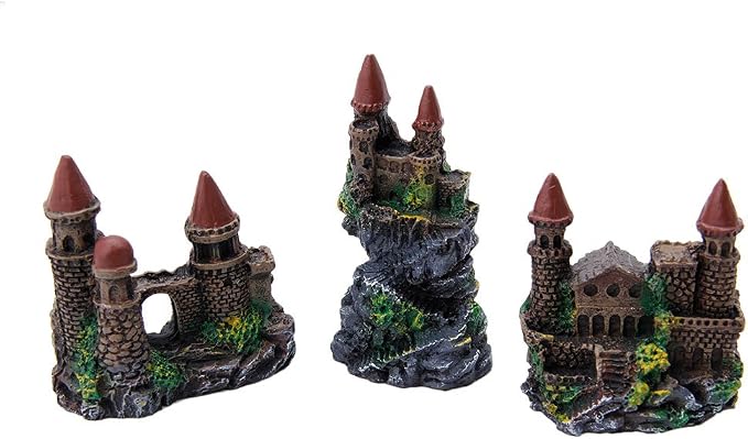 Aquarium Castle Decoration Small Resin Castles Hideouts Stone Cave Hide House Fish for Tank Accessories for Betta Shrimp Aquarium Soil