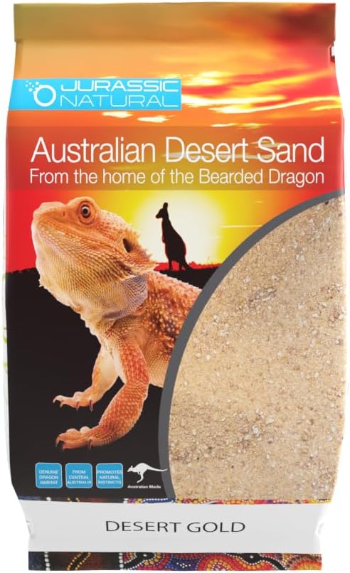 Jurassic Natural Australian Desert Dragon Habitat Substrate, Gold, 20lb | For Bearded Dragons and Other Lizards
