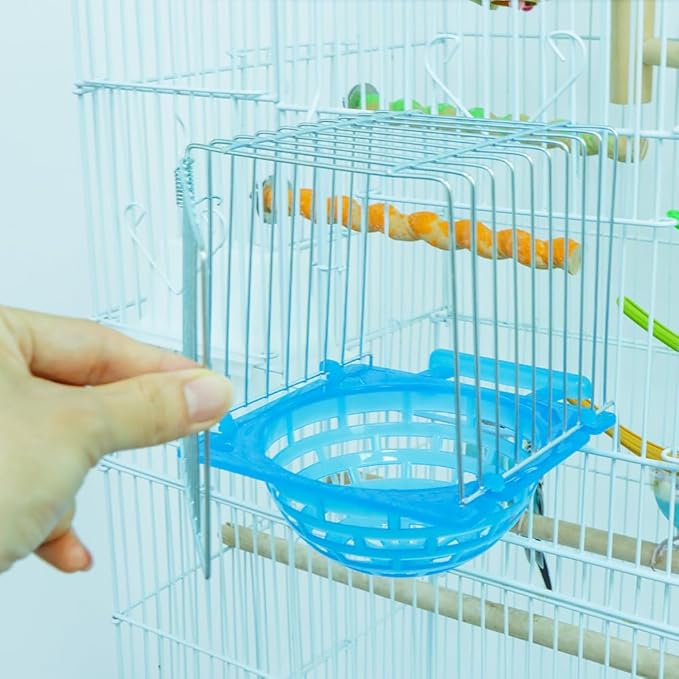 4 Pack Bird Hatching Nest Canary Cage Breeding Nest Parrot Shelter Bowl Pearl breeding Box with Barbed Wire Partition