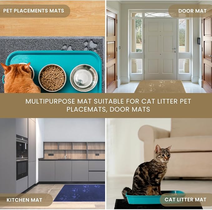 Andalus Medium Cat Litter Mat, Pack of 2 - Waterproof, Non-Slip & Easy to Clean Cat Litter Box Mat for Extra Efficient Pet Litter-Trapping, Beige (23.5” X 15.75”)