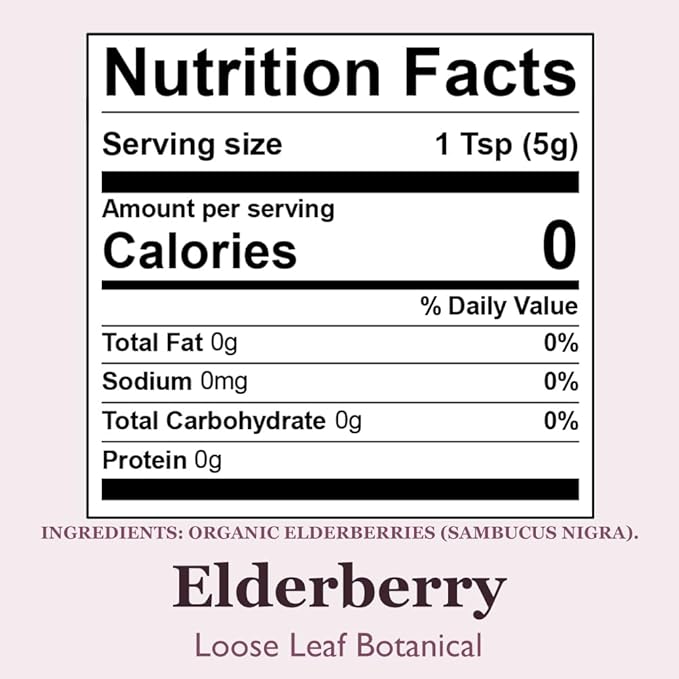 Organic Positively Botanicals Company, Elderberry, Herbal Tea Loose Leaf Botanical, 4 Ounce