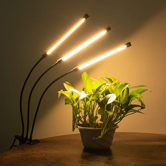 Bseah Grow Light Plant Lights for Indoor Plants, Full Spectrum Led Growing Lamp with 3/9/12H Timer, Auto ON & Off, 10 Dimmable Lightness Clip-On Desk