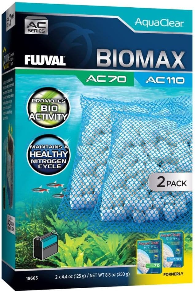 Fluval - BIOMAX for AC70/AC110 Power Filter, 8.8 oz / 250 g, 2-Pack | For Use in Freshwater & Saltwater Aquariums