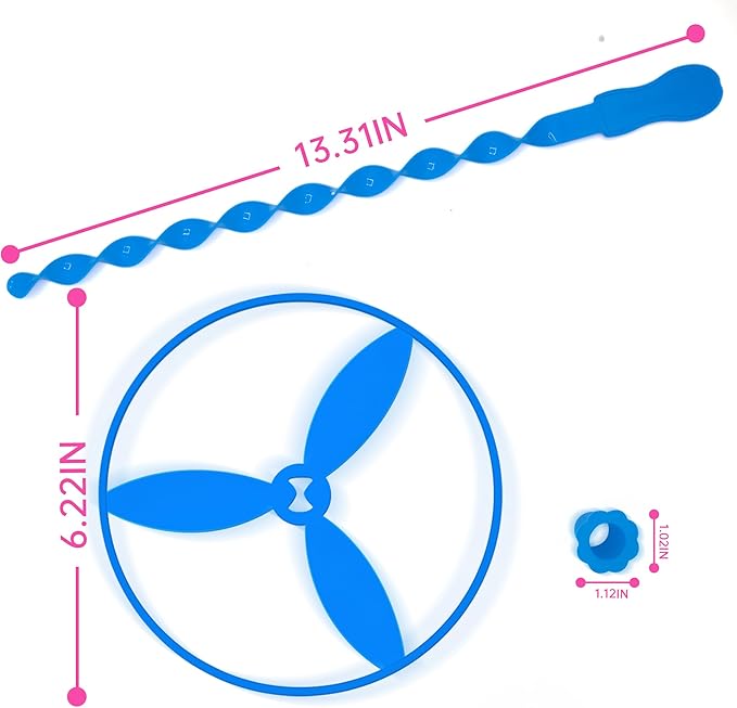 40 Pcs Large Flying Helicopter Toy Flying Disc Plastic Propeller Spinner Bamboo Dragonfly Flyer Saucers with Launchers Kids Party Favors Gifts