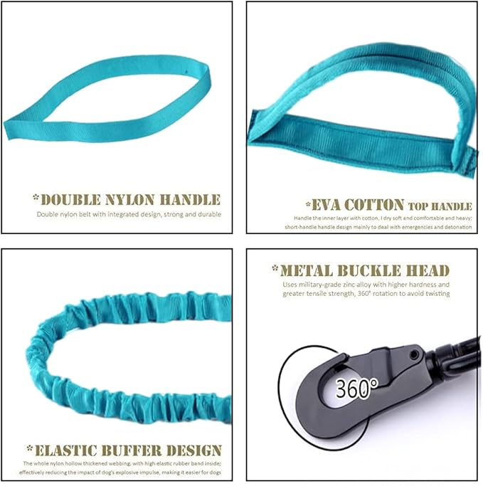 Xqpetlihai Tactical Dog Collar and Leash Set Adjustable Military Nylon Dog Collar with Control Handle and Heavy Duty Metal Buckle for Large Dogs（Blue M