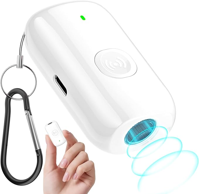 Mini ultrasonic dog bark deterrent device, effectively stops unwanted barking with 50ft,pain free training & behavior aid for indoor/outdoor use,rechargeable portable dog barking stopper（white）