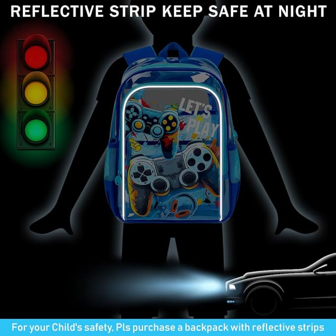 KLFVB 3PCS Clear Backpack for Girls and Boys, Kids See Through Backpacks Stadium Approved, Transparent Bookbag for Elementary
