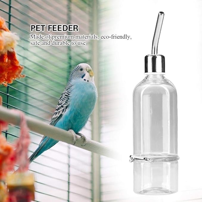 Parrot Water Feeder, No Drip Small Animal Water Bottle Hanging Water Feeding Bottle for Birds Small Animals Hamster Rabbit Chinchilla Ferret(S)