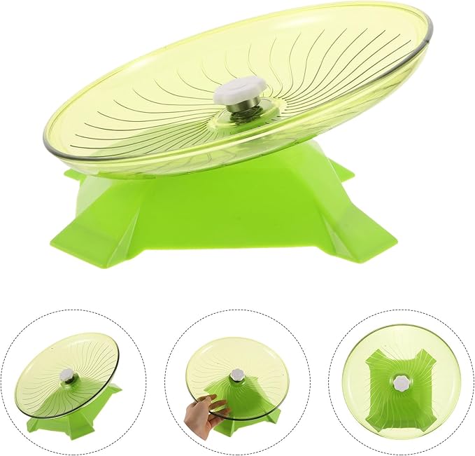 Hamster Flying Saucer Wheel 24cm Silent Double-axle Plastic Running Exercise Wheel for Small Pets Gerbils Dwarf Hamsters Matcha Green