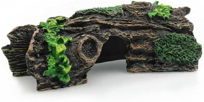 Aquarium Resin Hollow Tree Trunk Betta Log Aquarium Decorations Ornament Fish House Cave Wood House Decor for Fish Tank, Medium