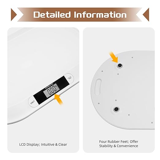 Digital Baby Scale, Infant Scale with LCD Screen, Multifunctional Pet Weight Scale for Cats and Dogs, 20kg/44lbs Load Capacity, Accurate 10g, Auto Off (Kg/Lbs/Stones)