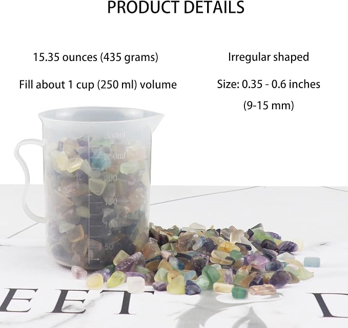 0.96LB Aquarium Gravel Fluorite Natural Quartz Crushed Crystal Vase Filler Fish Tank Decorative Stones Succulent Rocks Bulk Polished Irregular Shaped