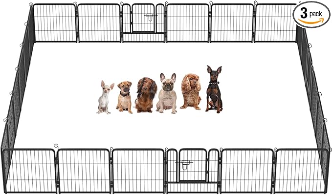 BestPet | Dog Playpen | 24 Inch, 24 Panels | Heavy Duty Metal Pet Exercise Pen | Indoor Outdoor Fence Panels | Rust-Resistant, Removable, Tool-Free Setup | Anti-Skid, Expandable Design