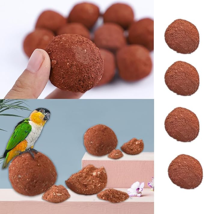 4 Pack Bird Mineral Block Natural Formula Clay Ball Bird Beak Grinding Stone Rock Blocks Calcium Supplement Parrot Chewing Toys for Parakeets Quaker Senegal Conure Budgies Cockatiel Greys