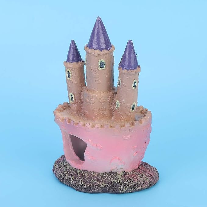 AYNEFY Aquarium Castle Decorations,Resin Cartoon Castle Shape Fish Cave Hideouts Ornaments Aquarium Landscape Decoration for Freshwater and Saltwater Fish