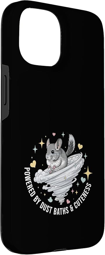 Powered by Dust Baths and Cuteness Chinchilla Love Case for iPhone 15