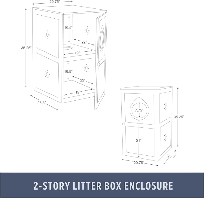 Trixie 2 Story Furniture Litter Box Enclosure (White), Hidden Litter Box for Cats, Double Layer, Big Front Door for Easy Cleaning, Large Hole for Easy Entry, Use as Side Table or Nightstand