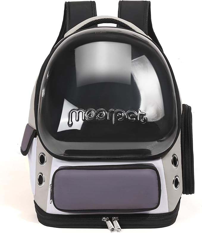 Cat Bubble Backpack Carrier, TSA Airline Approved Pet Travel Bag for Small Medium Dogs, Clear Hiking Camping Backpack for Cats, Kitten and Puppy up to 18 lbs, Gray Bubble