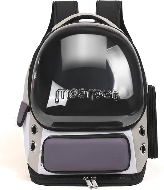 Cat Bubble Backpack Carrier, TSA Airline Approved Pet Travel Bag for Small Medium Dogs, Clear Hiking Camping Backpack for Cats, Kitten and Puppy up to 18 lbs, Gray Bubble