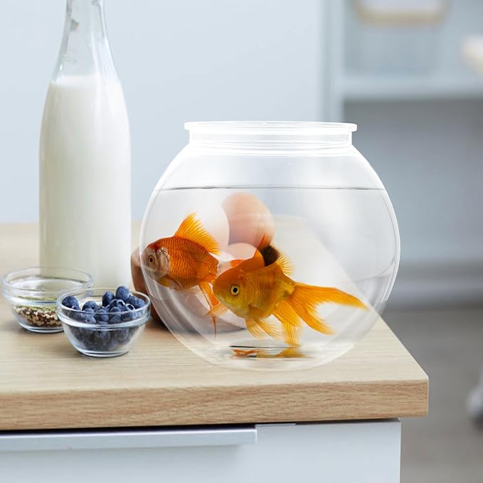 Transparent Plastic Fish Tank Small Round Aquarium for Goldfish Clear Fish Bowl for Plants Household Desktop Decor Integrated Design Easy to .08 X 7.08 X 6.29 in