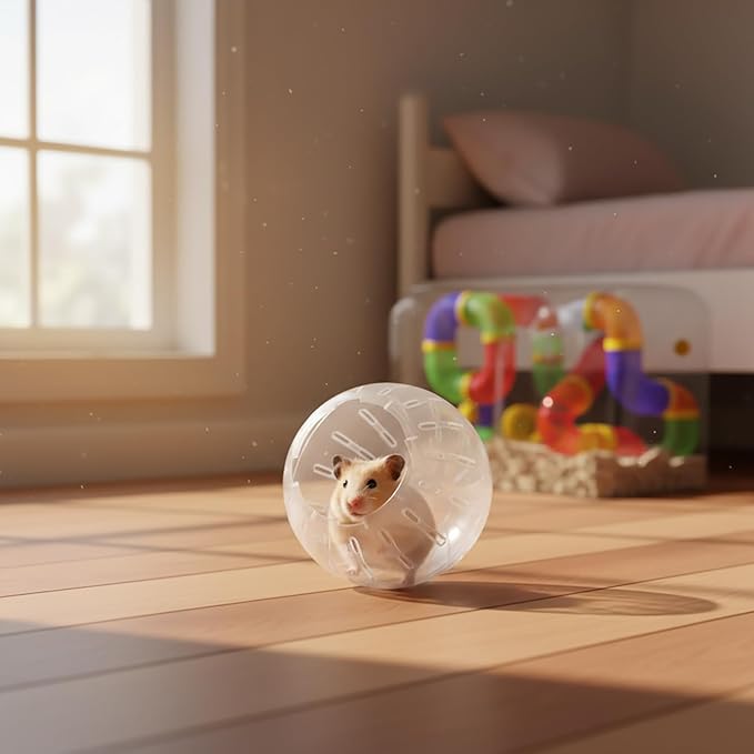 1Pc White-Transparent Plastic Silent Dwarf Hamster Ball, Exercise Ball for Small Animals, Spinner Hamster Running for Sugar Gliders Small Mice Gerbils Hamsters (Diameter 10 cm