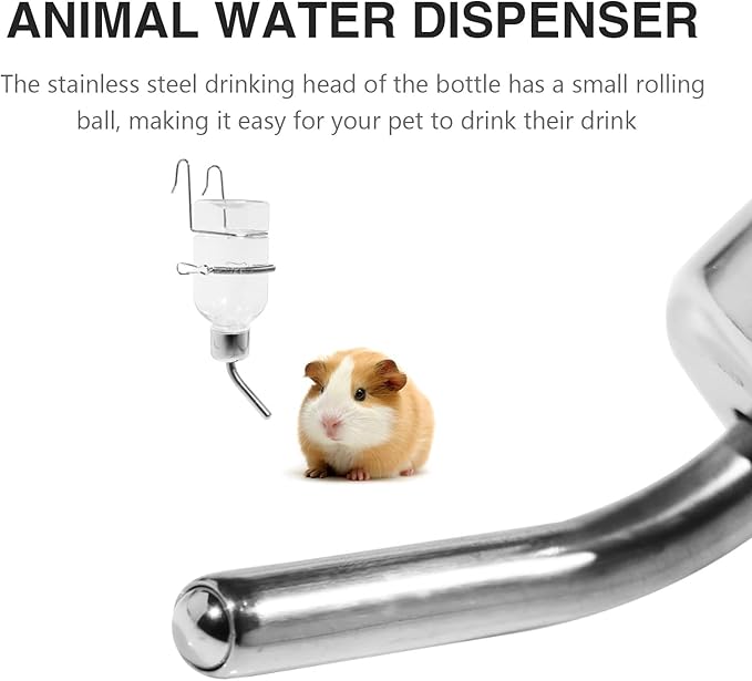 2 Pcs Pet Cage Water Bottle, No Drip Small Animal Water Dispenser, 6oz+12oz for Rabbit, Guinea Pig, Chinchilla, Ferret, Squirrel, Hedgehog