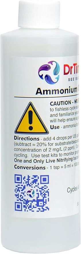 DrTim's Aquatics Ammonium Chloride Aquarium 100% Natural – 8 Oz. (Dr Tims Aquatics Ammonium Chloride | Saltwater Freshwater and Reef Aquariums, 100% Natural, 8 Oz)