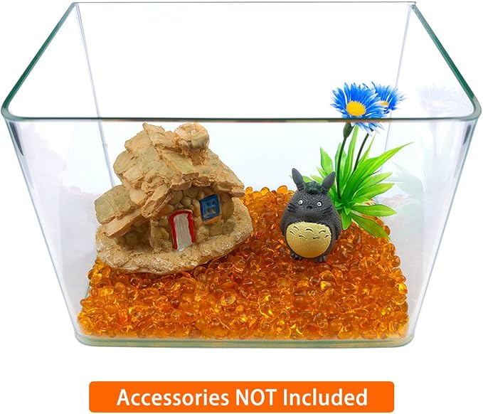 Glass Stones, 1Lb/460g Irregular Sea Glass Pebbles Non-Toxic Artificial Crystal Stones for Vase Filler/Aquarium Decoration/Gems Displaying/Wishing Bottle Making, Orange